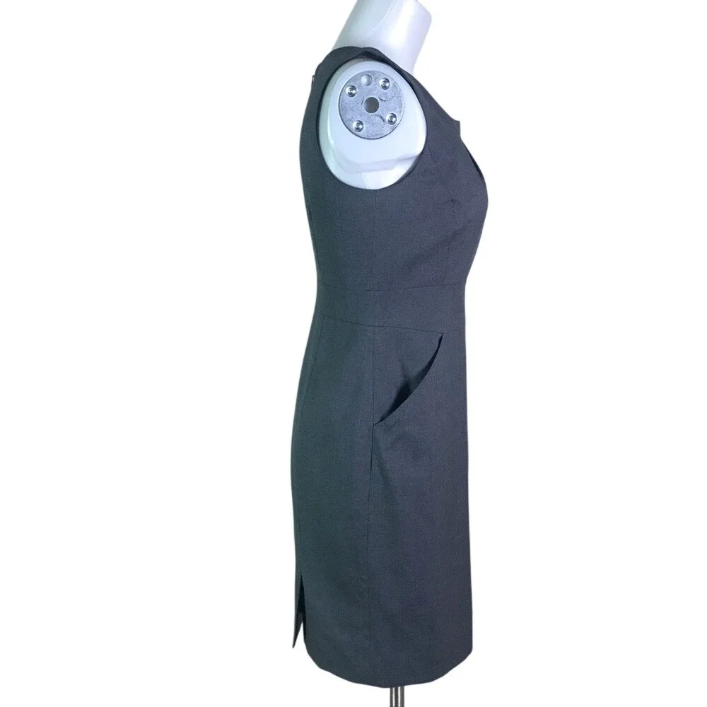 J‎ CREW DARK GREY WOOL SLEEVELESS SHEATH DRESS